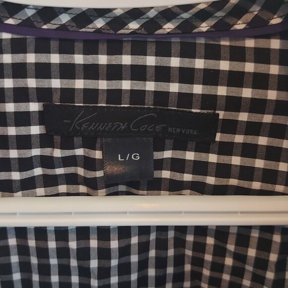 Kenneth Cole New York Check Shirt, Roll-up Sleeves/Snap Closures. NWOT, Size L - Picture 2 of 3